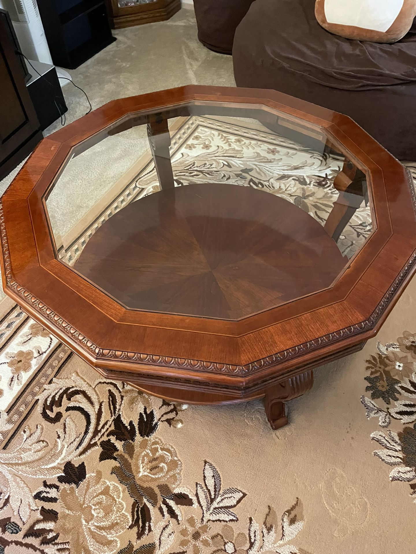 2 Level Table With Glass Center