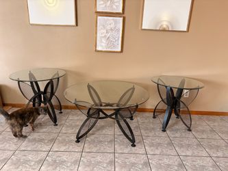 3-Piece Glass Top Coffee and End Table Set