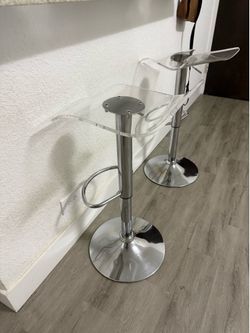 Set of 2 Clear Acrylic Bar Stools – $120