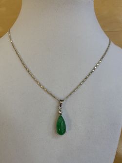Jade and crystal sterling silver necklace, new with tag