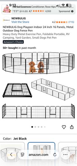 Playpen Indoor 24 Inch 16 Panels, Metal Outdoor Dog Fence Pen Heavy Duty Metal Exercise Pen, Foldable Portable, RV Camping, Yard Garden, Small Dogs Pe
