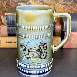 Vintage Wade Co. Irish Porcelain Beer Stein Tankard Mug Jaunting Car  - NEW