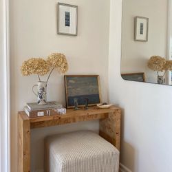 CB2 Niche 34" Neutral Burl Wood Console Table