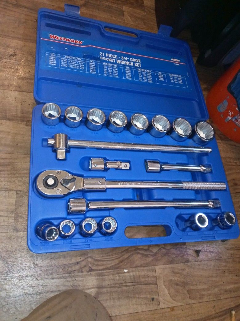 Westward 21 Piece 3/4" Drive Socket Set
