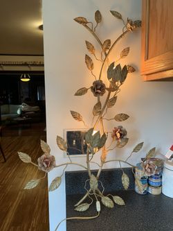 Mid century tolware hanging wall lamp great shape