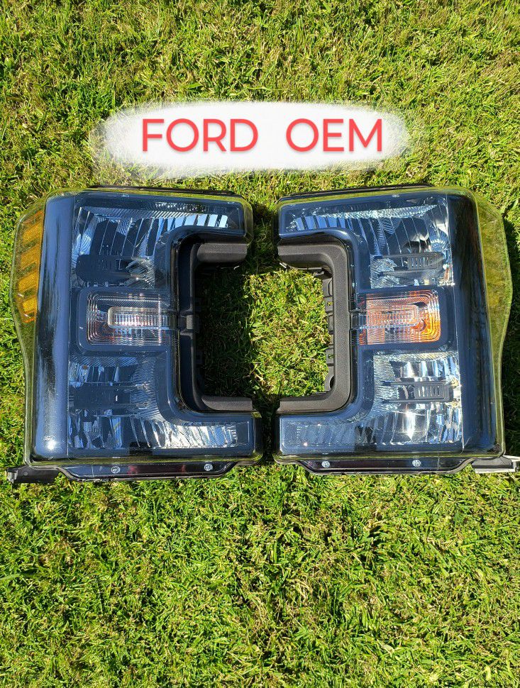 2019 F250 Super Duty Headlights Left and Right  Ford OEM Headlamp Set From Factory Black Out Edition , Also Fits 2017 2018 F350  F450