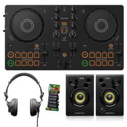 Pioneer DJ AlphaTheta DDJ-FLX2 with Headphones & Monitors