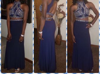 Navy Prom Dress & Royal Jumper