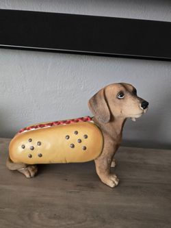 New Hot Dog Dachshund Resin Figurine 12" L x 9" H