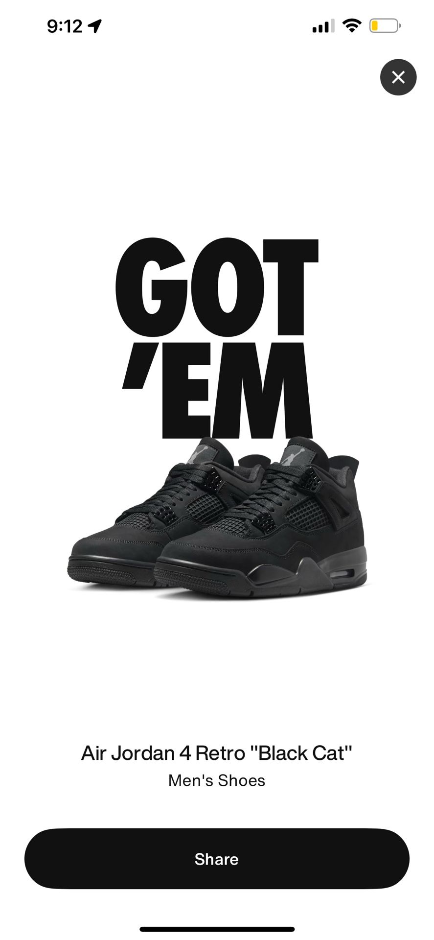Jordan Retro 4 Black Cat