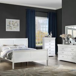 Queen Or Full Size Bed Frame  Dresser   Mirror And One Night Stand   Free Local Delivery