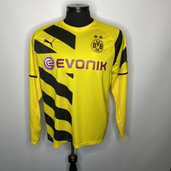 Mens XL - 2014-15 Dortmund BVB Aubameyang #17 Long Sleeve Soccer Home Jersey