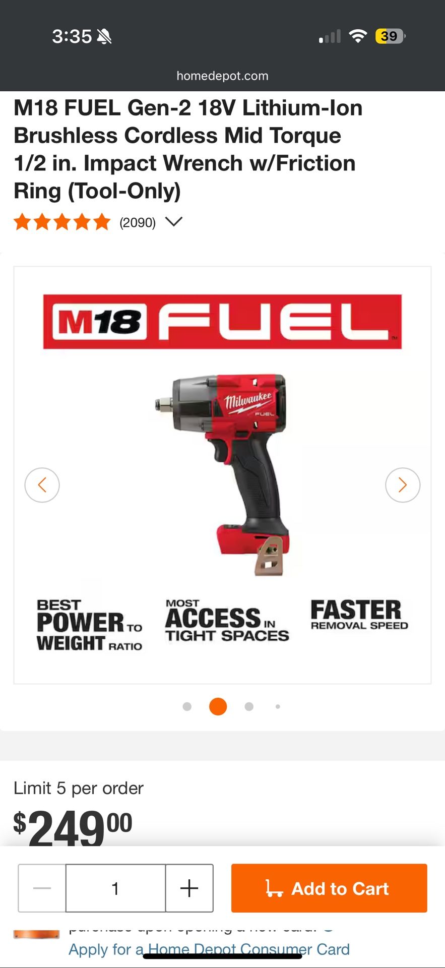 M18 Milwaukee 1/2 Torque Impact Wrench