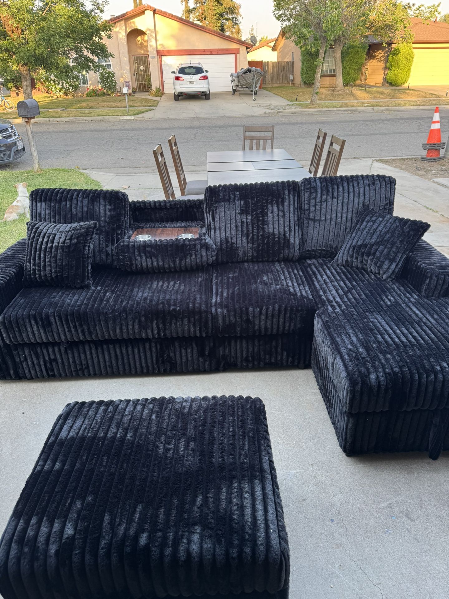 Sectional Couches ( Corduroy ) Black And Gray Color