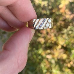 10k Gold Diamond Nugget Ring 
