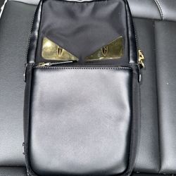 Fendi Monster Eyes Black Leather Crossbody Bag 