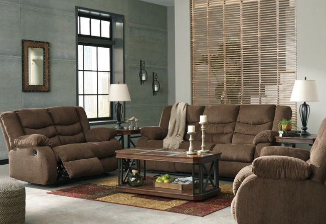 Tulen Chocolate Reclining Living Room Set (Sofa Loveseat 