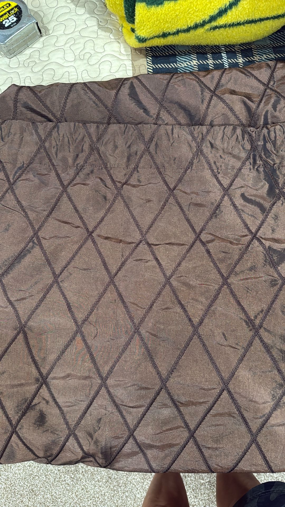 4 Beautiful Lined Curtain Panels Diamond Stitch Chocolate Brown Z Gallerie $80 For All