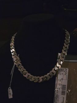 Custom handset Diamond tri-texture 999 silver Cuban Chain