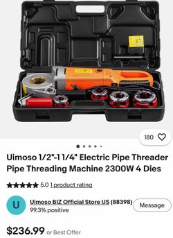 Electric pipe threader machine 2300w-4dies