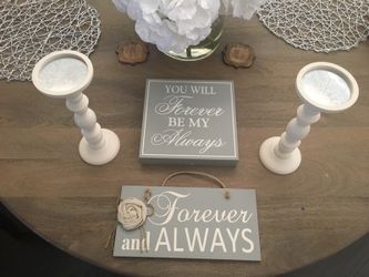 Wedding decor - candle sticks and signs