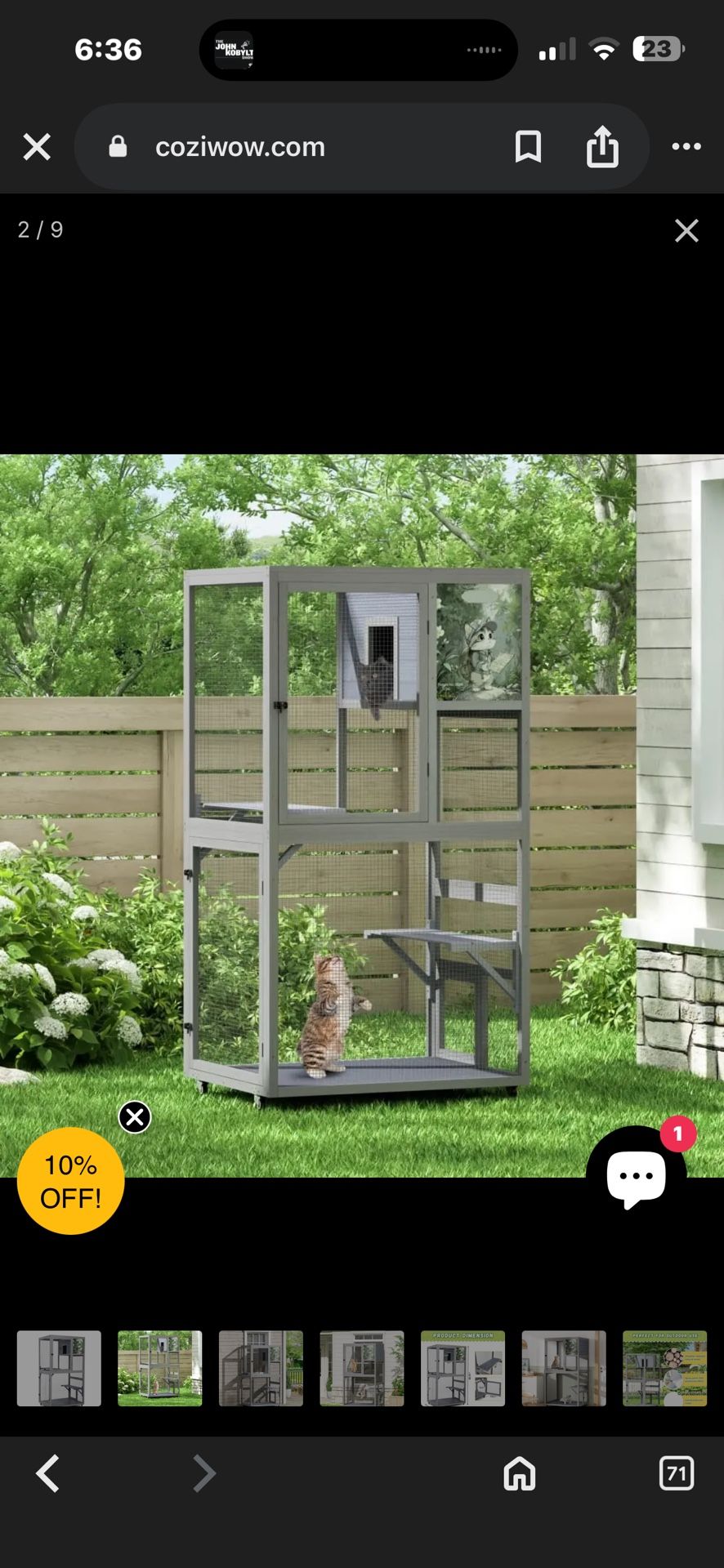 New 66 inch tall cat or pet enclosure on wheels