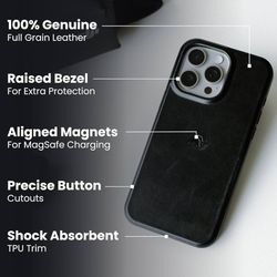 New Bullstrap Flex Full Grain MagSafe Case For iPhone 16 Pro Black