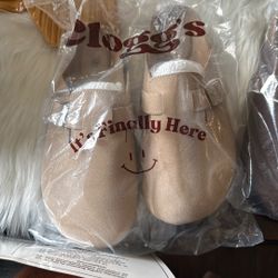 tan clogs shoes, size 9