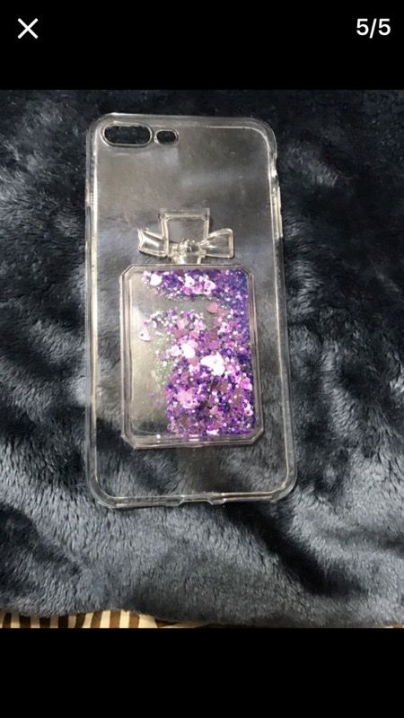 Clear Iphone 7 Plus Case With Liquid Gel Crystals Hearts