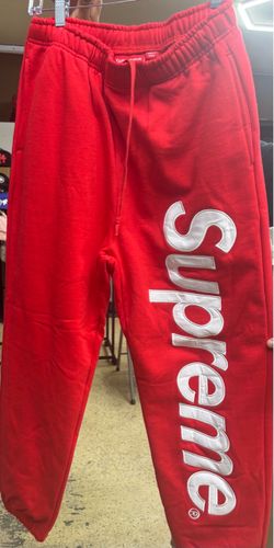 Supreme Red Sweatpants with Large Logo