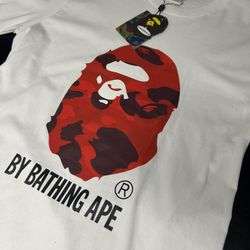 BAPE Bathing Ape Red Color Camo White T-Shirt
