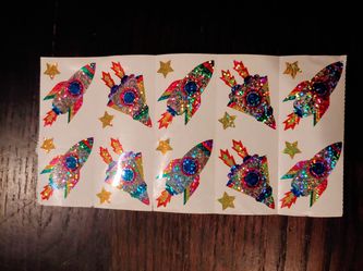 10 - 2" rocket spaceship space hologram scrapbooking crafting stickers journaling
