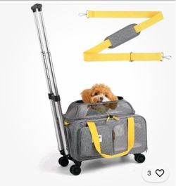 pidipiti 18x13.5x9 TSA Approved top Expandable Rolling pet Carrier for Small Dog Puppy cat up to 8 lbs and 17'' in,Soft Sided for Spirit Southwest Air