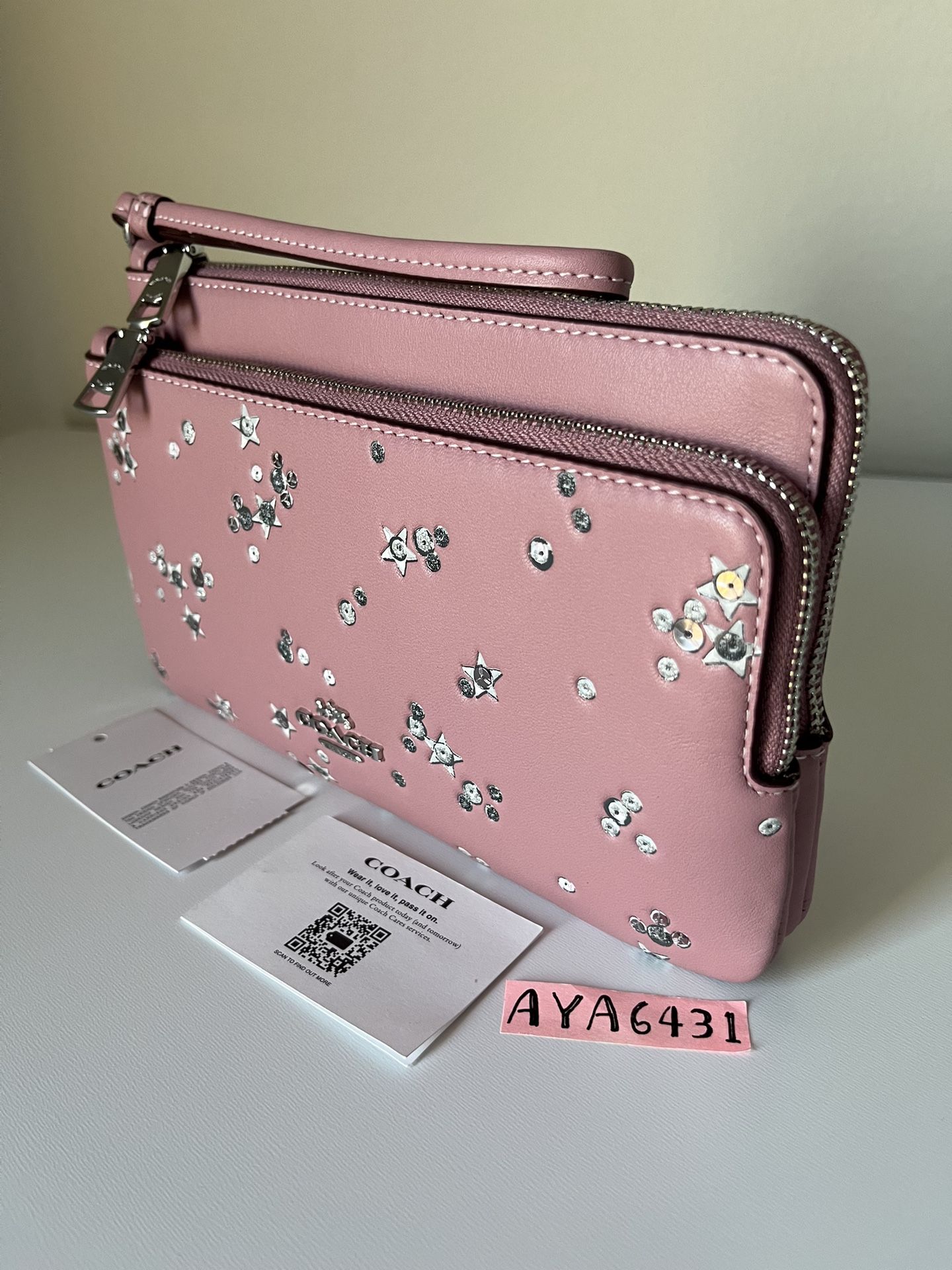 Coach large double zip wristlet