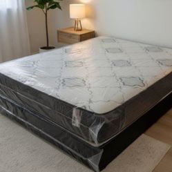 New QUEEN SIZE MATTRESS FREE BOXSPRING QUEEN BED AND BOX SPRING-2PCS 