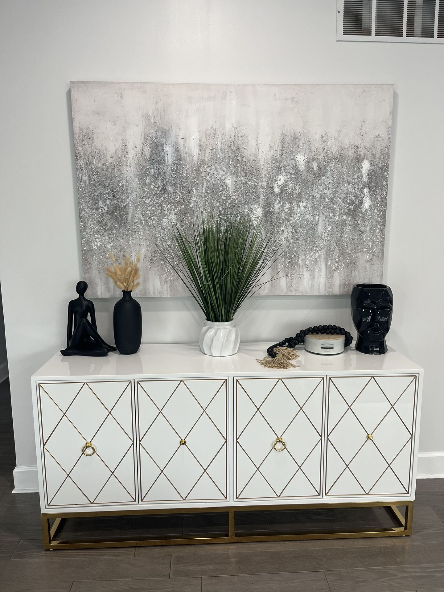 White And Gold Long Console Table 