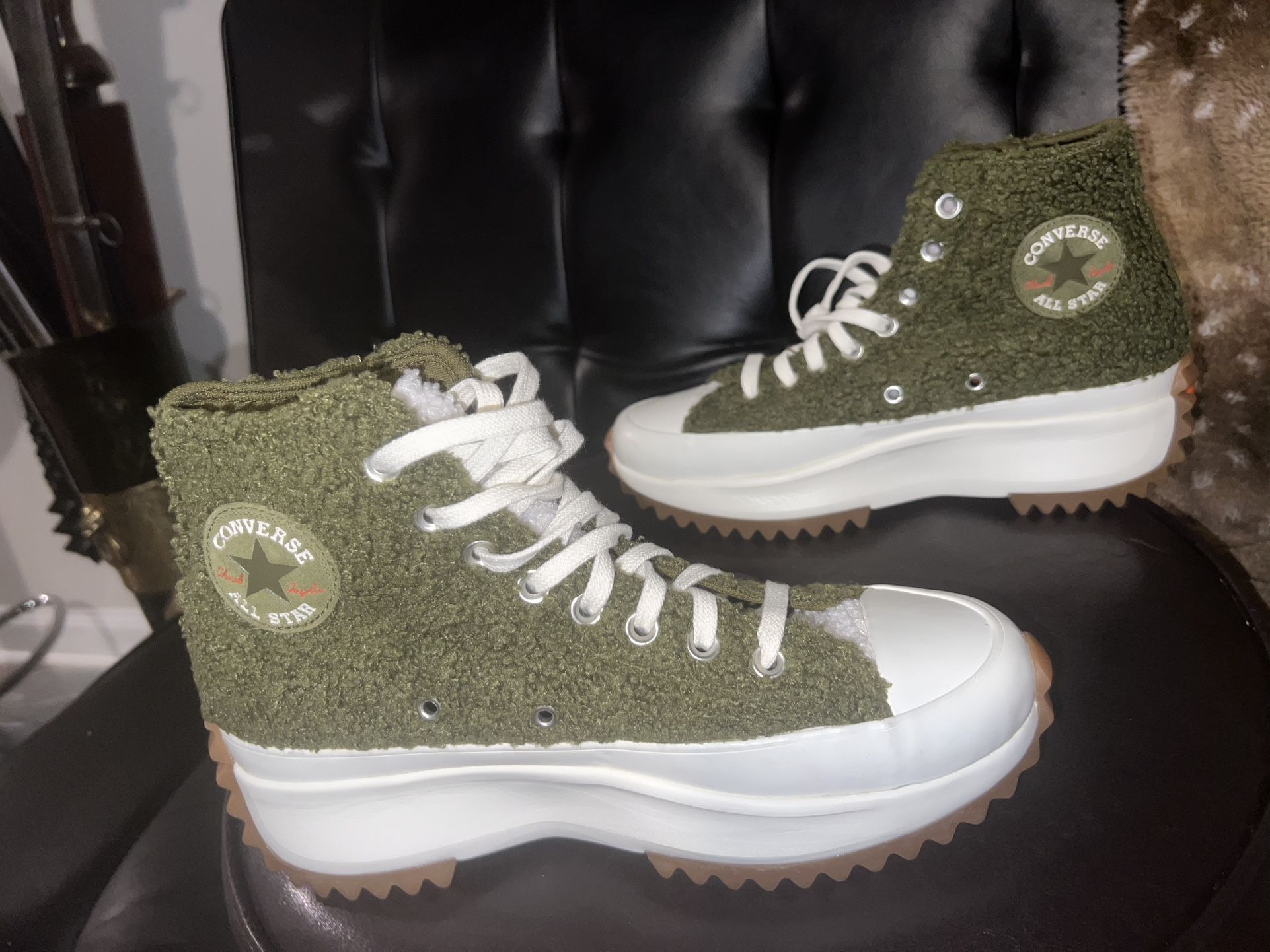 Converse Run Star Hike High Fur Green Moss size 8.5