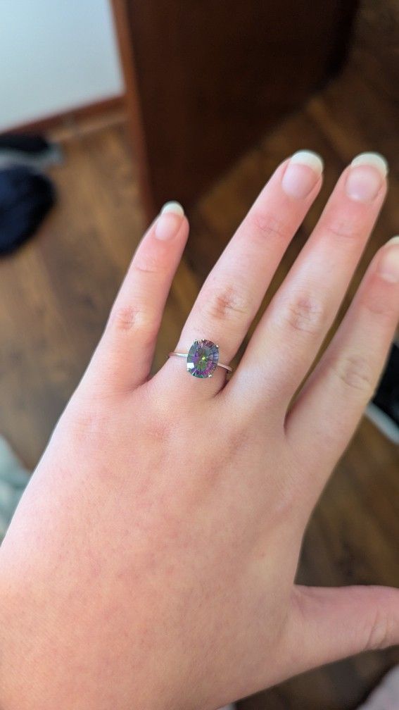 Peora 925 Sterling Silver Mystic Topaz Rin