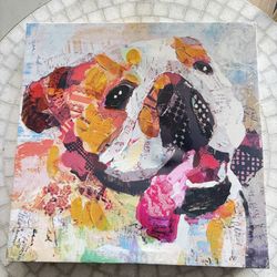 Colorful Bulldog Canvas Wall Art – 16x16”
