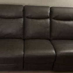 Jerome’s Dark Grey Leather Couch
