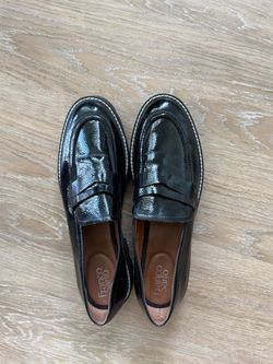 Franco Sarto Black Patent Leather Penny Loafers