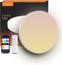 Smart Ceiling Light, 12 Inch RGBIC LED Flush Mount ,2400LM,DIY Colors, Alexa & Google,2200K-6500K