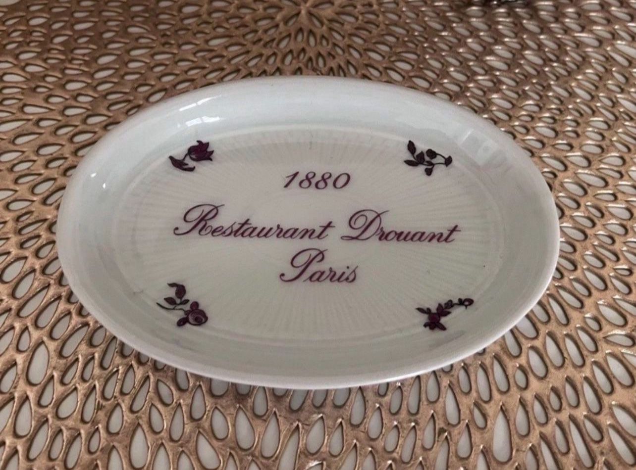 GDA Limoges - Vintage 1880- Restaurant Drouant Paris France Porcelain Orchies Ashtray Butter Dish