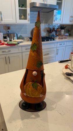 Fall Harvest Gnome Metal Decoration