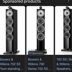Bowers And Wilkins 702 S3 Black 2 Towers And Center Speaker