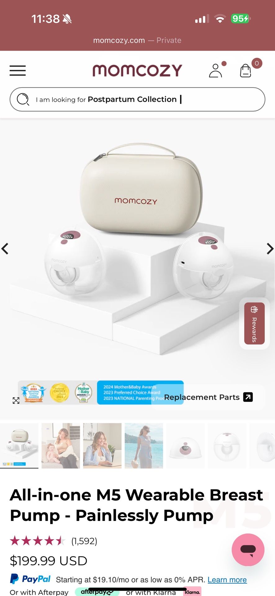 Momcozy M5 All-in-one Wearable Breast Pump - Painlessly Pump In Cozy Red