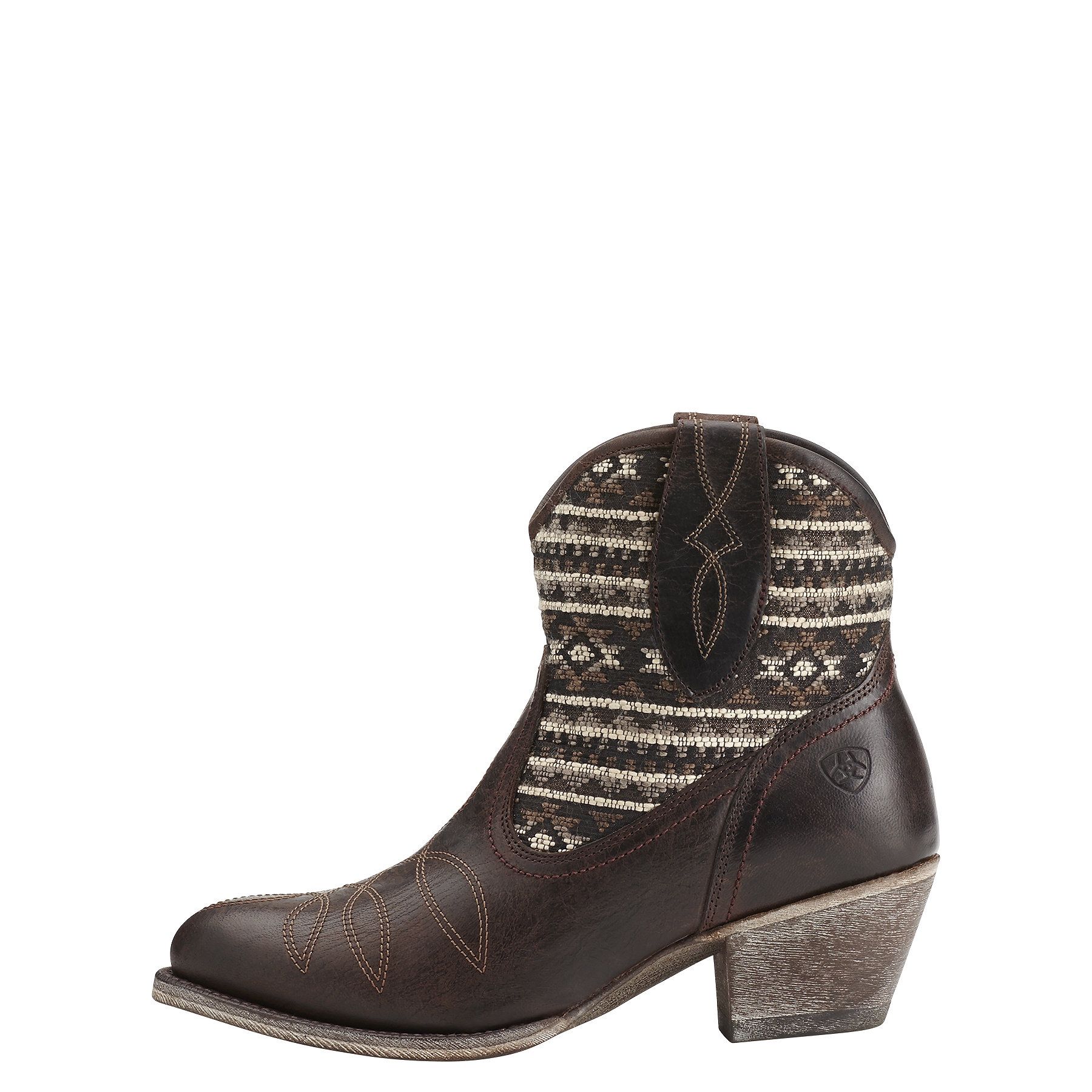 Ariat Meadow Aztec Western Cowgirl brown Leather Chunky Heel Boots size 6 B