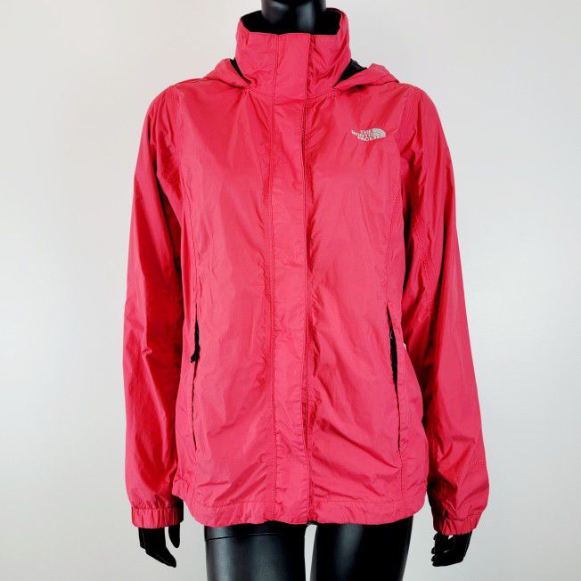 North Face Hyvent Nylon Jacket Packable Hood Bright Coral Women's Large
	