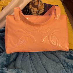 Authentic chanel patent leather pink bag 