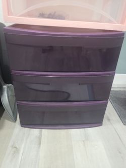 Plastic dark purple 3 drawer container